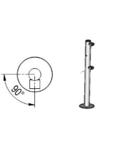 Стойка ограждения с отверстием под фиксатор L-образная, 2 муфты справа Oxgard Стойка ограждения с отверстием под фиксатор L-образная, 2 муфты справа (ВЗР 1996.09.62) в Липецке Ограждения Pintop.ru