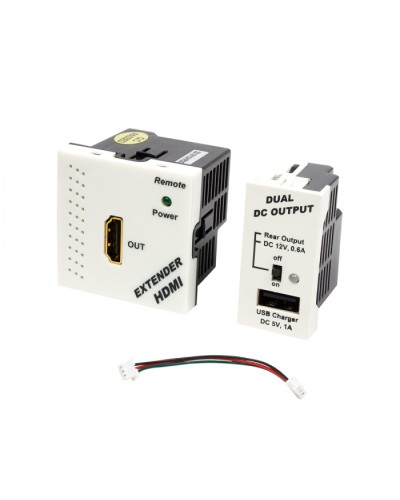 Конвертор RJ45-HDMI, приемник + БП формата Mosaic, 45x45мм + 22.5х45мм, белые LANMASTER (LAN-SIP-23HDMI/RX-WH) в Липецке Медиаконвертеры Pintop.ru